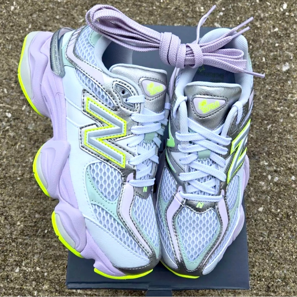 New Balance Women's Sneakers - Purple, Gray, and Neon Yellow